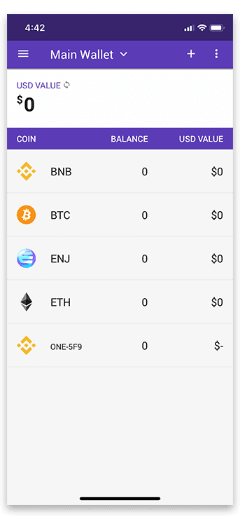 Home Screen: Enjin, multi-currency